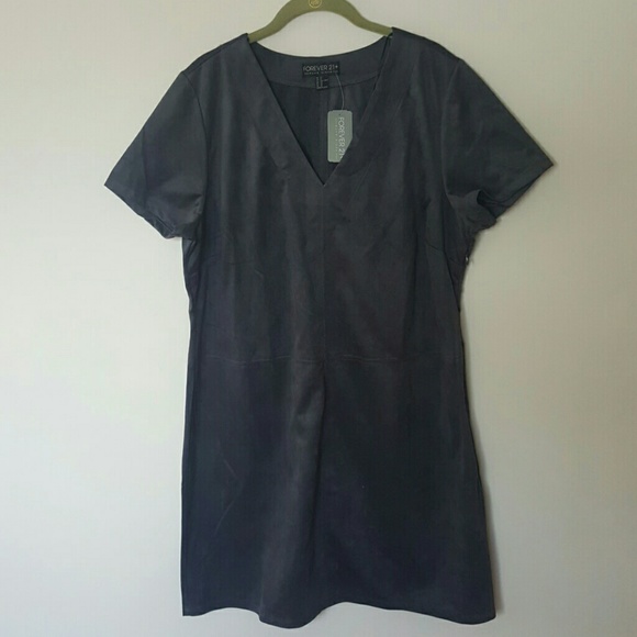 Forever 21 gray fake suede dress 2X NWT XL L