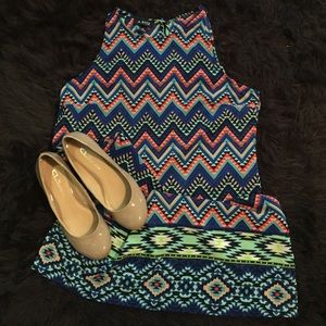 Colorful Chevron Dress- Women's medium