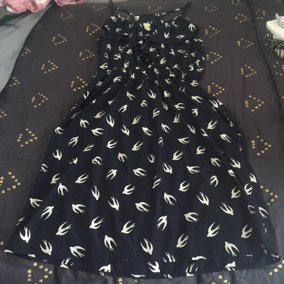 Bird Silhouette Navy Dress