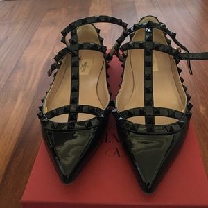Valentino Punkouture Patent Leather Cage Flats