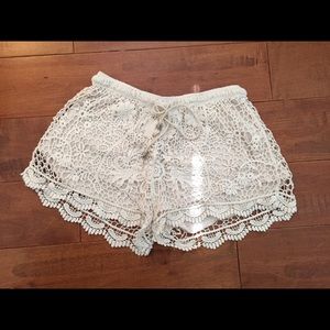 flowered off white shorts