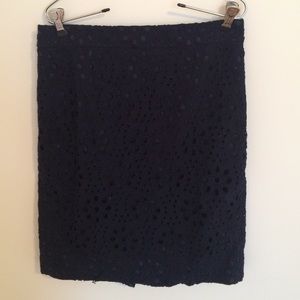 J. Crew Navy Eyelet Skirt