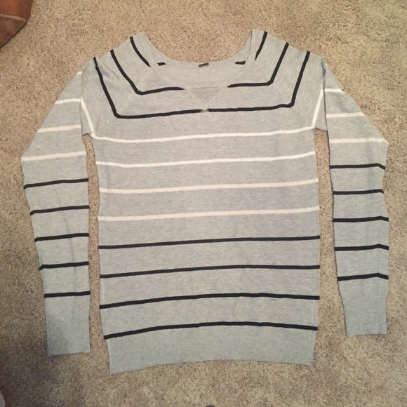 Grey, Black and White Striped Sweater