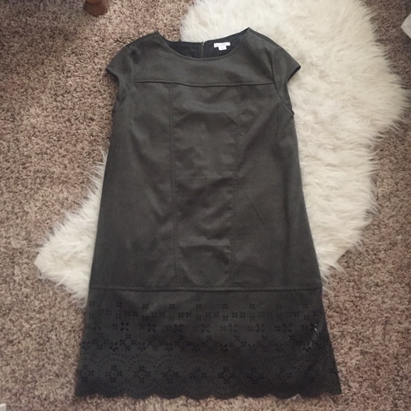 Faux suede forest green mini dress