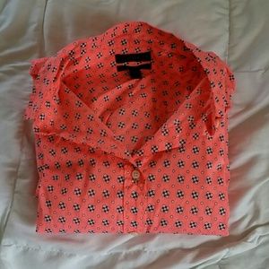 J.Crew hot pink perfect shirt with print