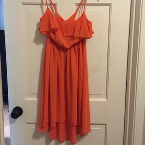 Orange criss crossed in the back dress