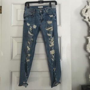Zara destroyed denim, sz 2