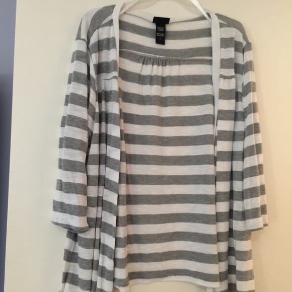 Gray and white striped sweater