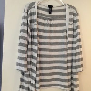 Gray and white striped sweater