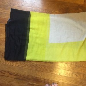 Black, white and neon green scarf