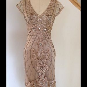 Sue Wong embroidered and beaded cocktail dress