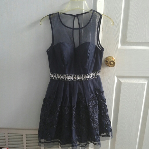 Stunning Navy Blue Homecoming Dress