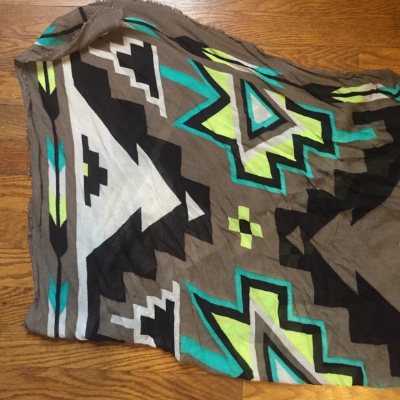 Brown black and green Aztec scarf