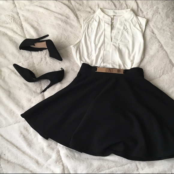Gold Belted Black Skirt