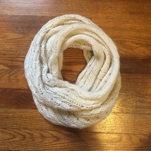 Cream open knit infinity scarf
