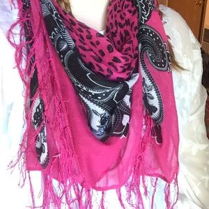 Pink and black scarf