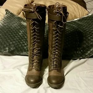 Brown lace-up boots