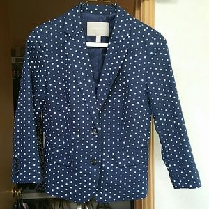 Banana Republic Blue & White Polka Dot Blazer 00P