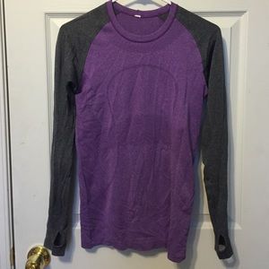 Lululemon mauve and grey long sleeve shirt.