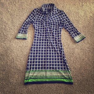 Blue green print dress by Laundry