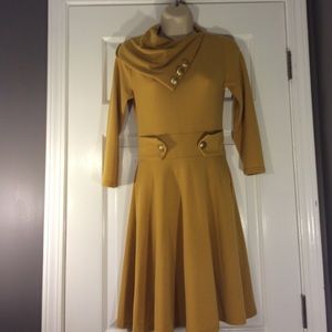 Boutique Mustard Yellow 3/4 sleeve Dress