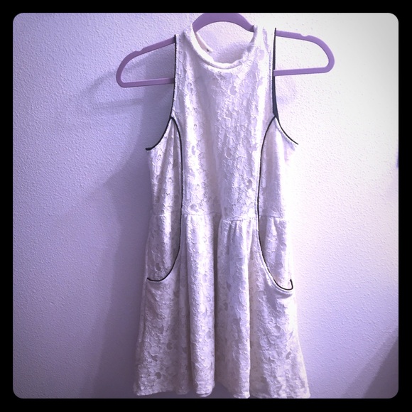 Lace white keyhole backed dress.