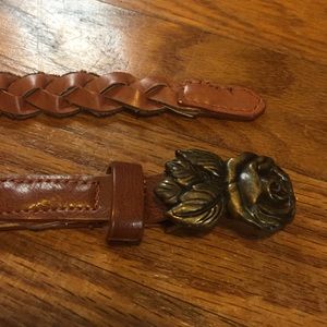 Brown belt with gold rose clasp