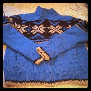 Blue fairisle zip sweater AE