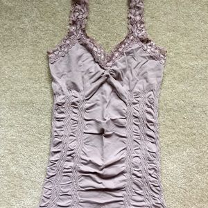 M. Rena Fitted V-Tank Cami w/ Lace Trim
