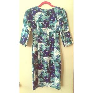 H&M blue/teal geometric dress