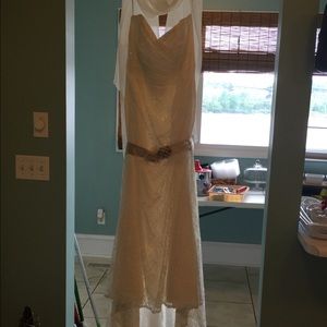 Wedding dress with sash and shaw
