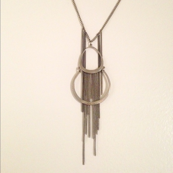 Sliver Tone Chain Fringe Necklace by Express