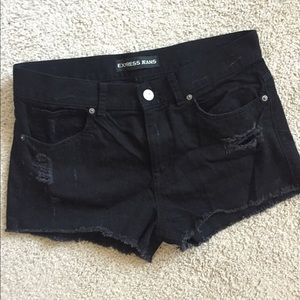 Express high waisted ripped black shorts size 10