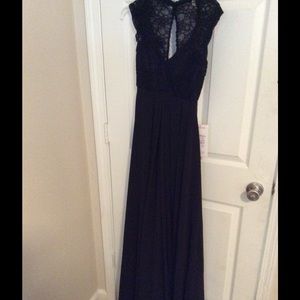 A black lace and chiffon dress