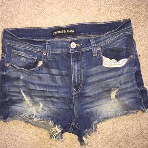 High waisted express jean cutoff shorts size 10