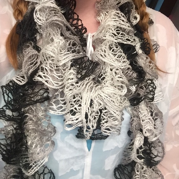 Long black/gray/white scarf