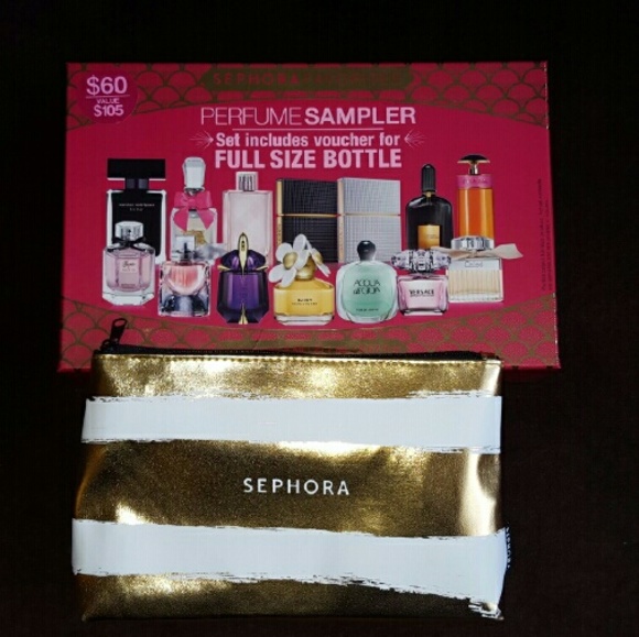 Sephora favorites perfume sampler & makeup bag