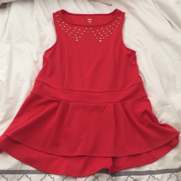 Mossimo Coral Orange Peplum studded top