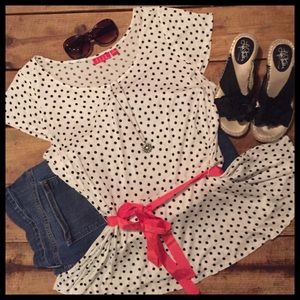 🌺🌺 ELLE, White with black dots.  SZ 0X. 14-16