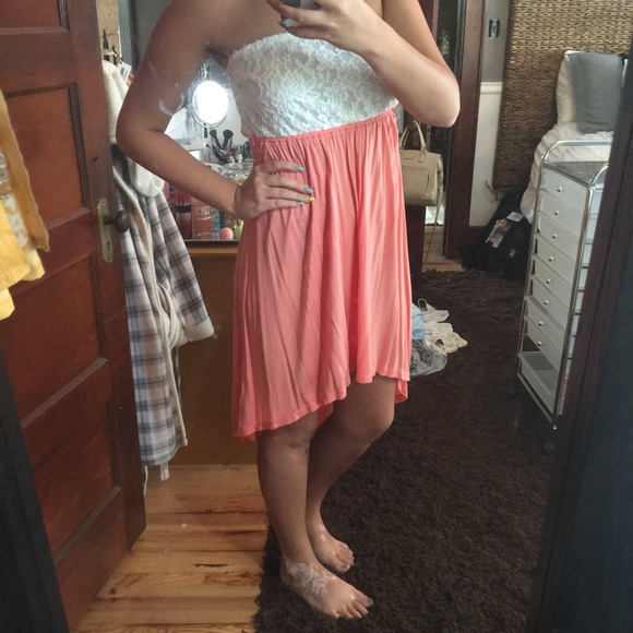 High low pink and cream lace dress
