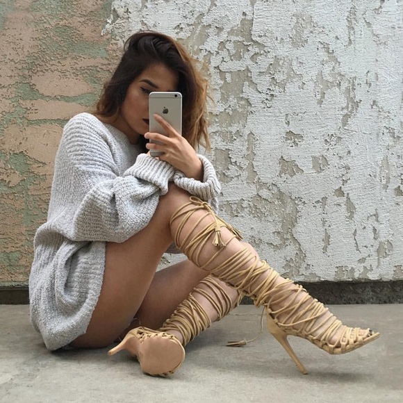 Shoes - Laced Up Tan Heel