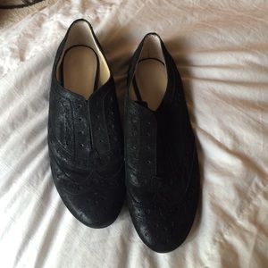 Nine West black glittery oxfords