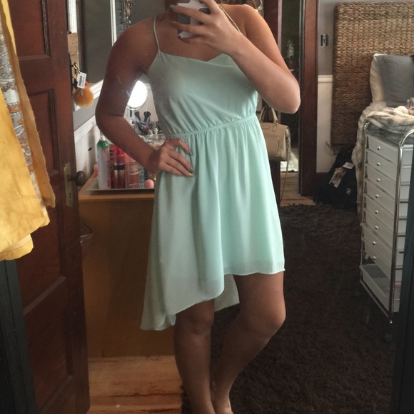 Mint green high low dress