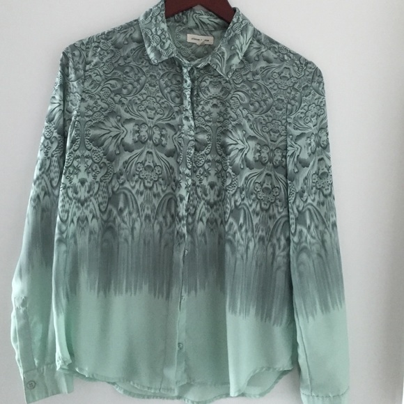 Silence + Noise hidden button-down printed shirt