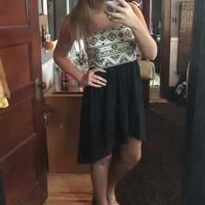 Tribal black and cream high low dress