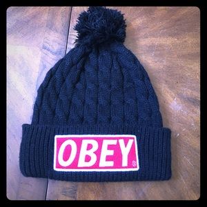 OBEY black Pom Pom beanie!!