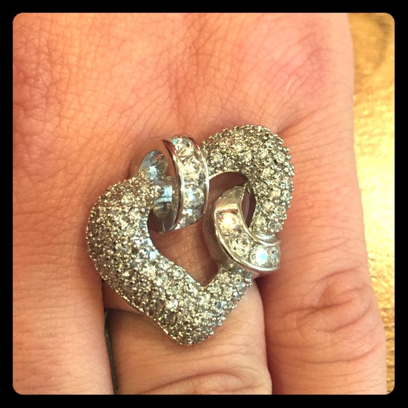 Sterling Silver 925 Fancy CZ Heart Ring Sz 6.75