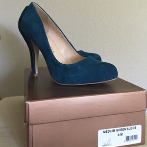 Dark teal suede pumps size 8