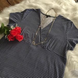 Blue and White Casual Top