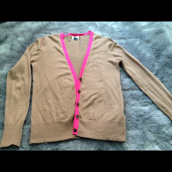 XS Old Navy Tan and Pink button down Cardigan. - Picture 1 of 3